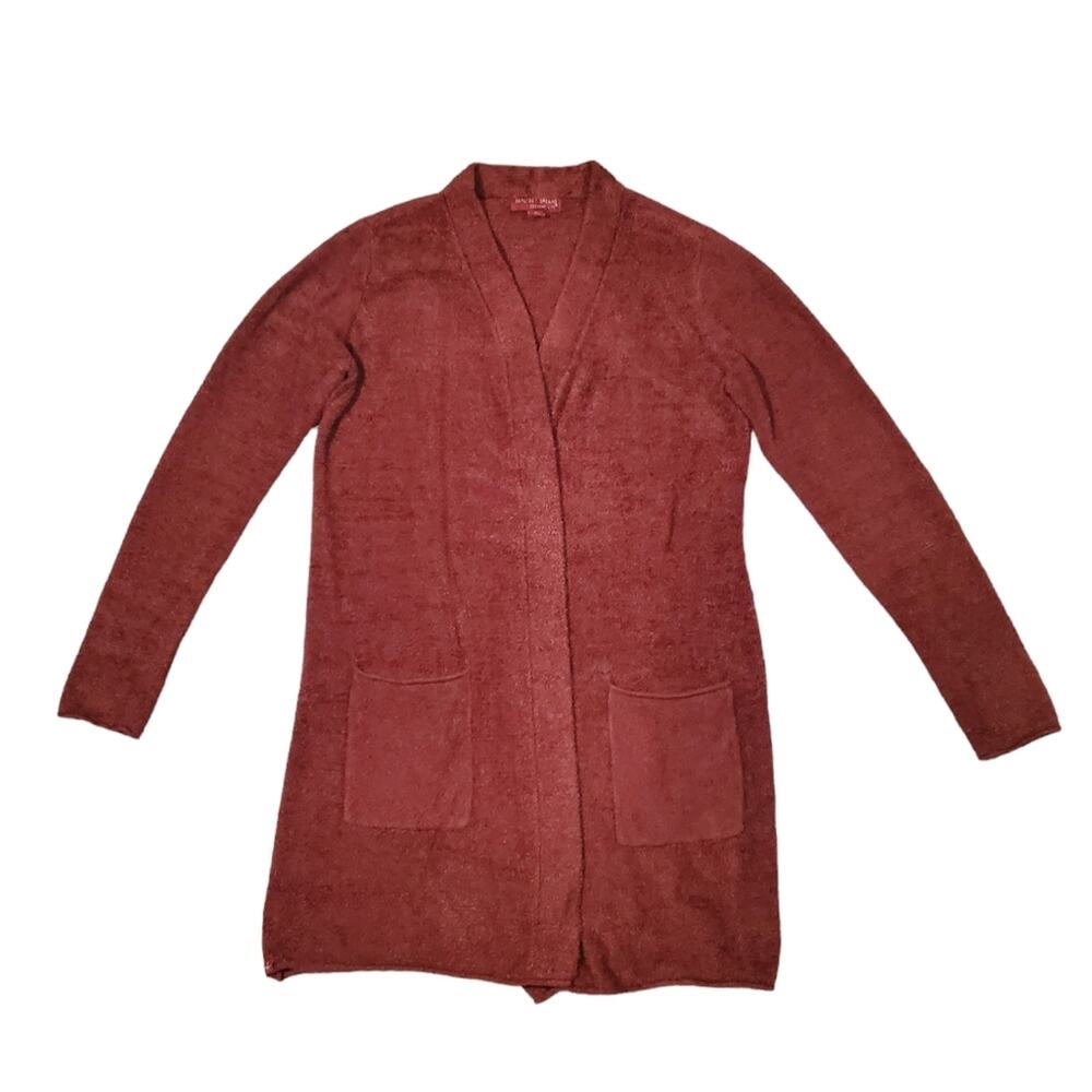 Barefoot Dreams CozyChic Lite Rust Open Front Cardigan Size Small